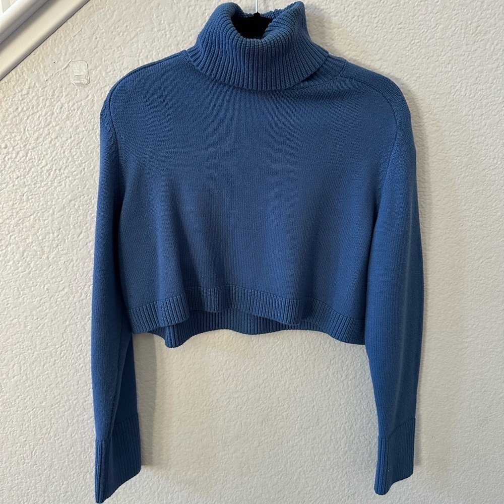 Zara high neck sweater cropped size small blue